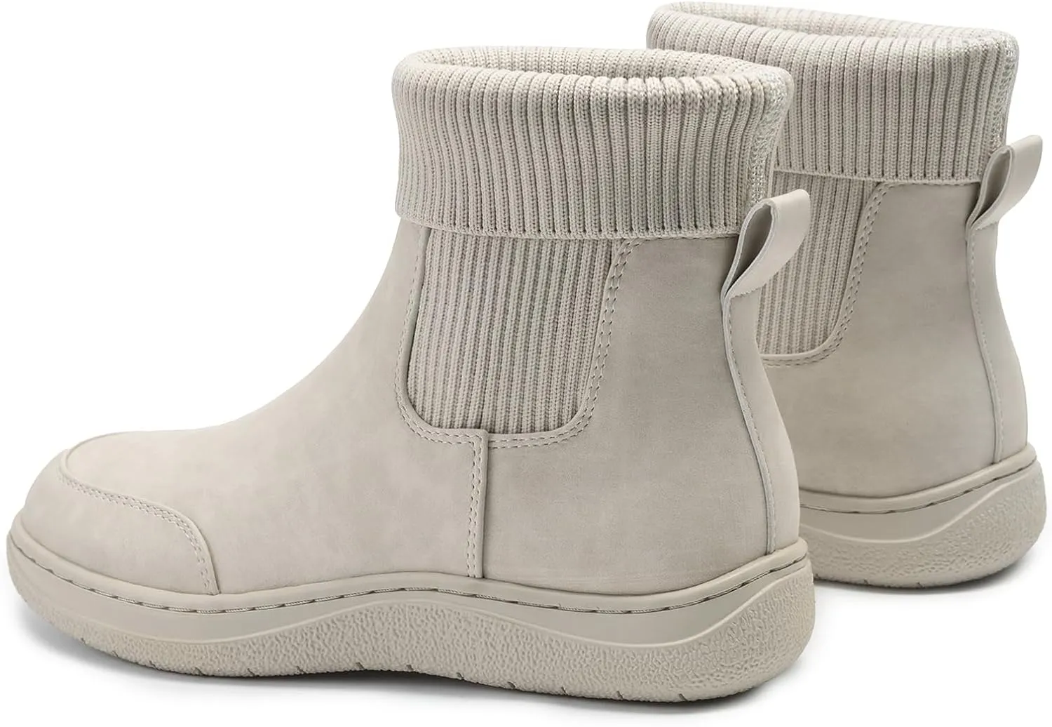Athlefit Women's Chelsea Ankle Boots Comfortable Winter Short Leather Boots Fashion Slip On Elastic Sock Booties Wide Width
