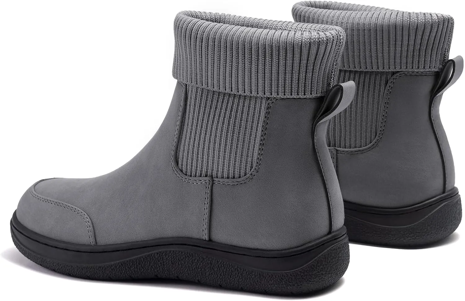 Athlefit Women's Chelsea Ankle Boots Comfortable Winter Short Leather Boots Fashion Slip On Elastic Sock Booties Wide Width
