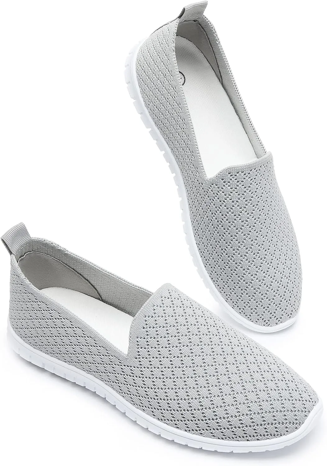 BABUDOG Women's Mesh Flats Shoes Breathable Slip on Shoes Casual Black and White Flats Comfortable Walking Shoes