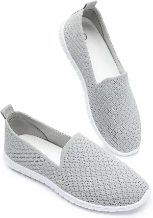 BABUDOG Women's Mesh Flats Shoes Breathable Slip on Shoes Casual Black and White Flats Comfortable Walking Shoes