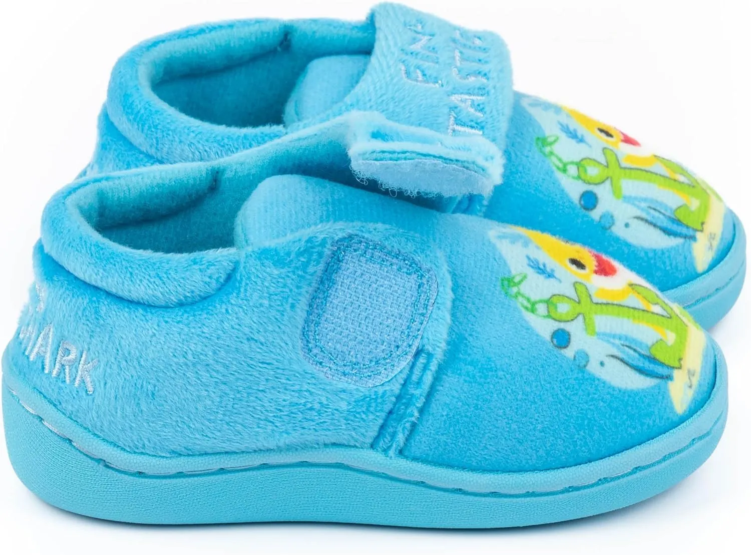 Baby Shark Boys Slippers | Kids Blue Fin-tastic Footwear with Adjustable Strap | Singing Family Loungewear | Slip On Shoes