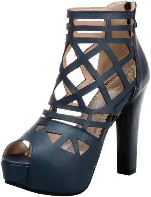 BEAUPAS Women's Chunky Heel Peep Toe Ankle Booties Platform Block High Heel Ankle Boots Cut Out Gladiator Sandals