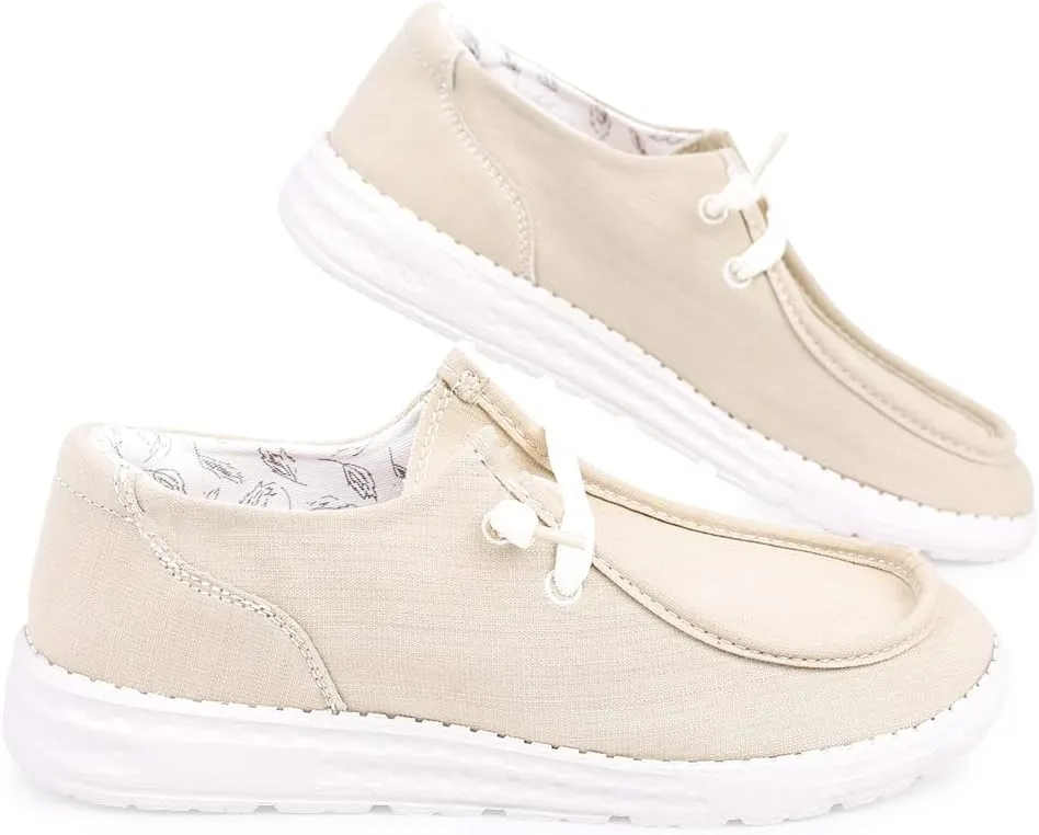 BENEKER Women's Loafers Slip On Low Top Sneakers Casual Boat Shoes Comfortable Walking Flats Breathable Canvas Shoes