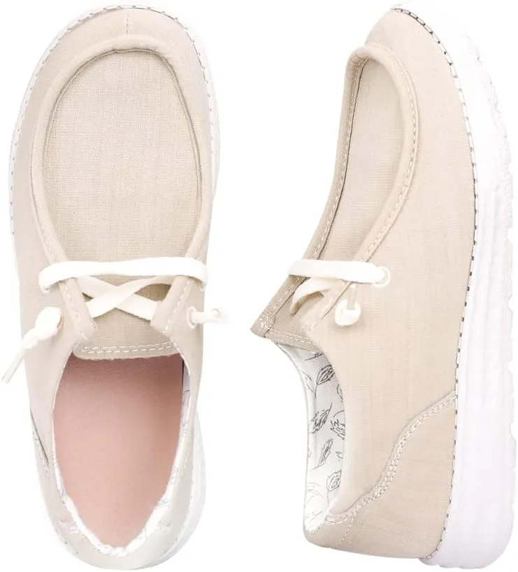 BENEKER Women's Loafers Slip On Low Top Sneakers Casual Boat Shoes Comfortable Walking Flats Breathable Canvas Shoes