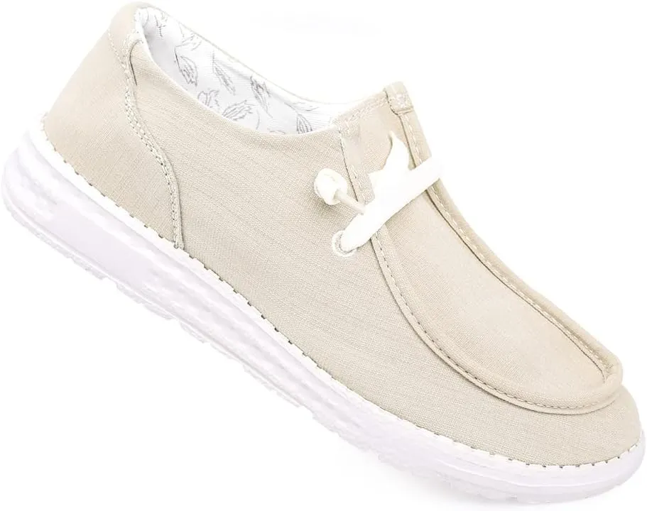 BENEKER Women's Loafers Slip On Low Top Sneakers Casual Boat Shoes Comfortable Walking Flats Breathable Canvas Shoes