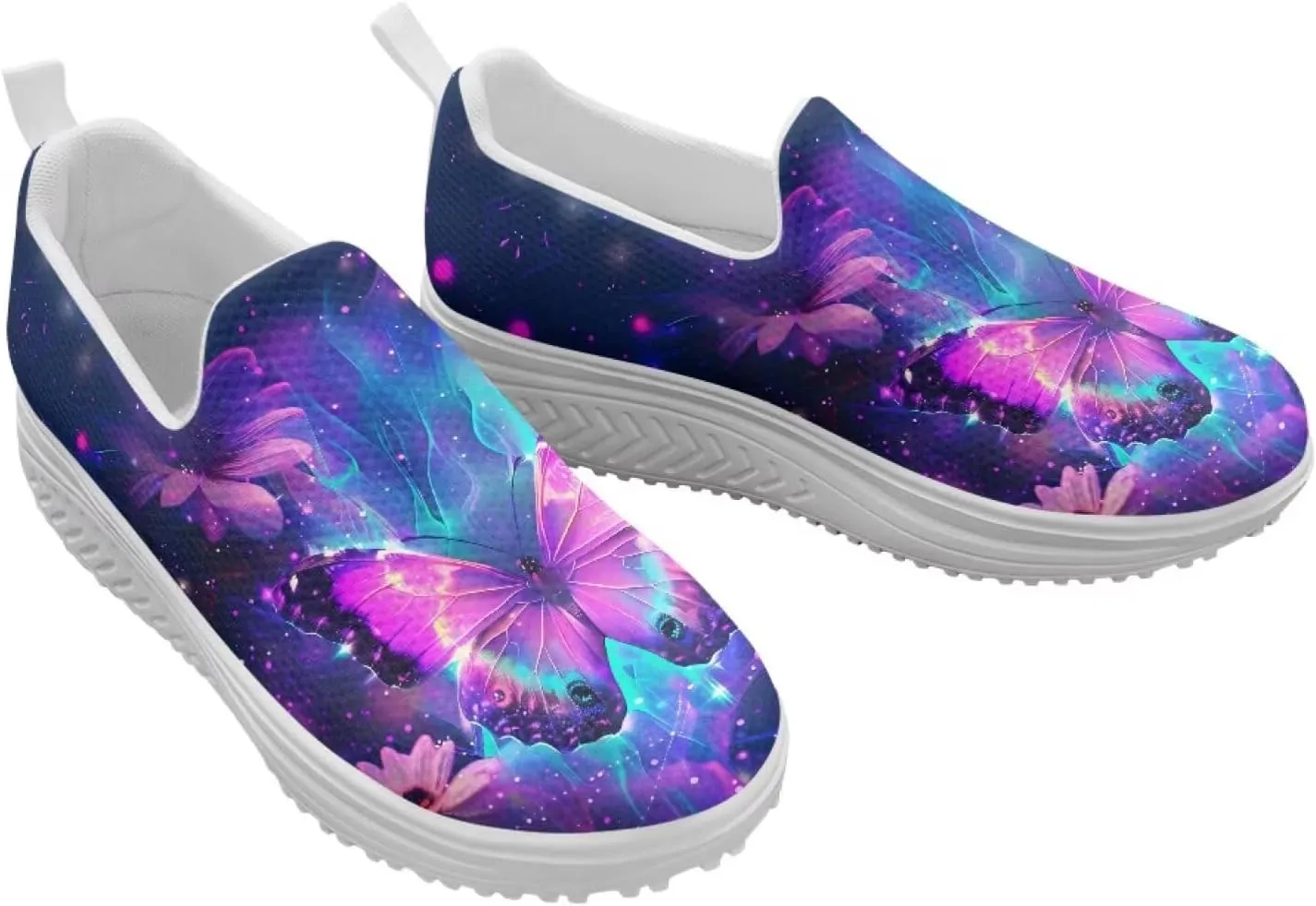 Binienty Women's Slip-On Platform Loafers Breathable Mesh Walking Sneakers Rocking Bottom Footwear