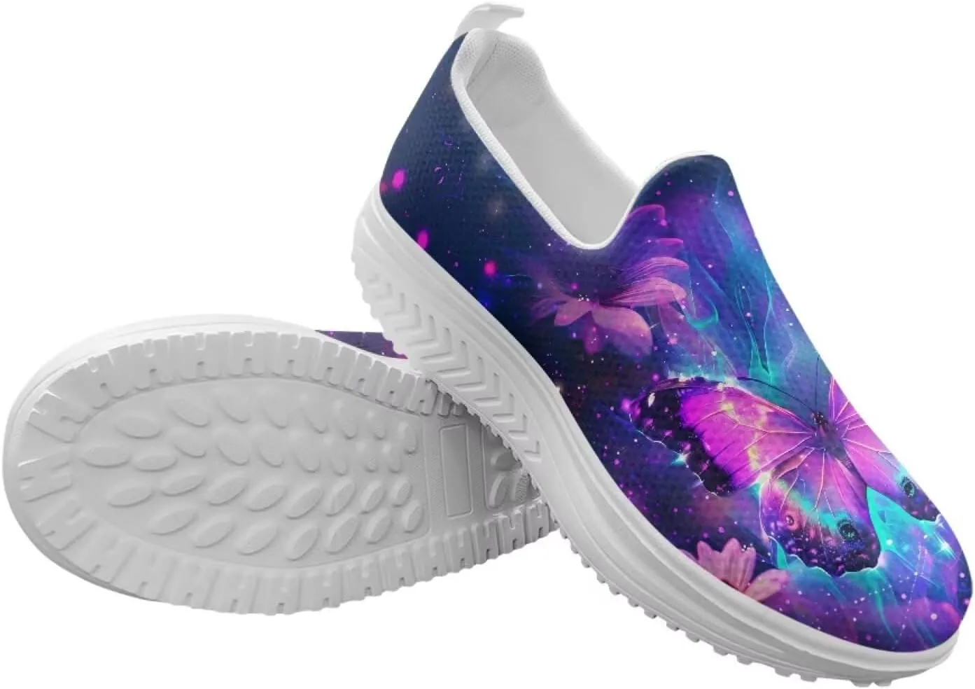 Binienty Women's Slip-On Platform Loafers Breathable Mesh Walking Sneakers Rocking Bottom Footwear