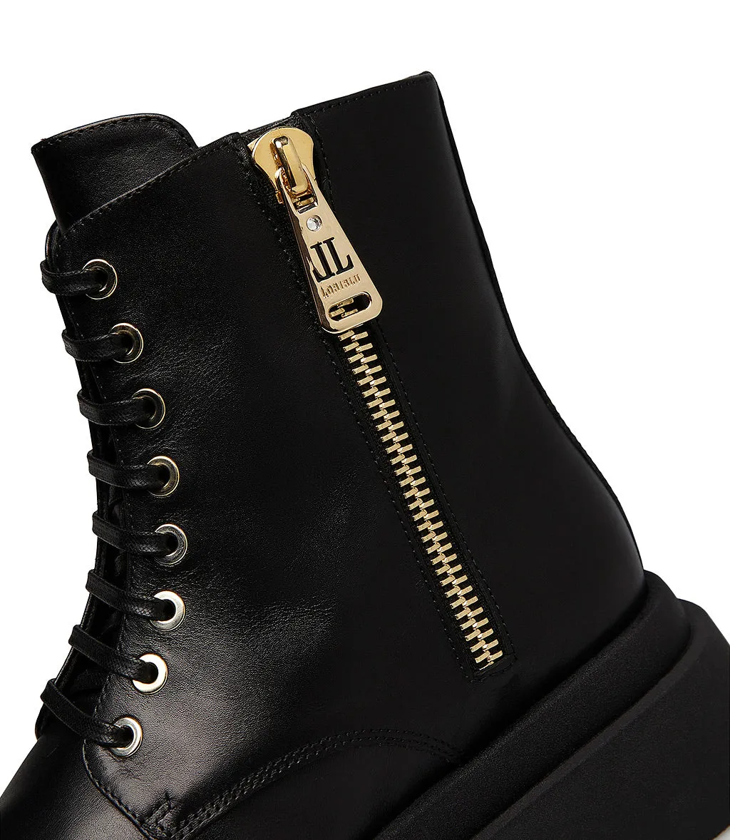 Black calfskin combat boots