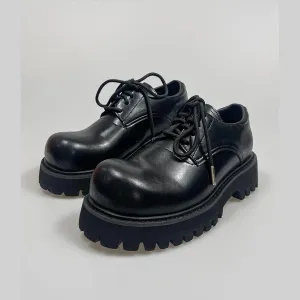 Black Chunky Lug Sole Derby Shoes