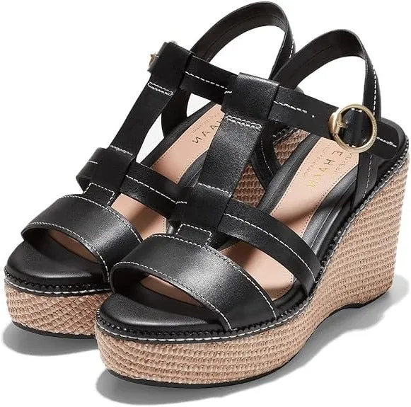 Black Client-focused service Cloudfeel Leather Rave testimonials Day Cole All Haan Heeled Strap Sandals Wedge Ankle