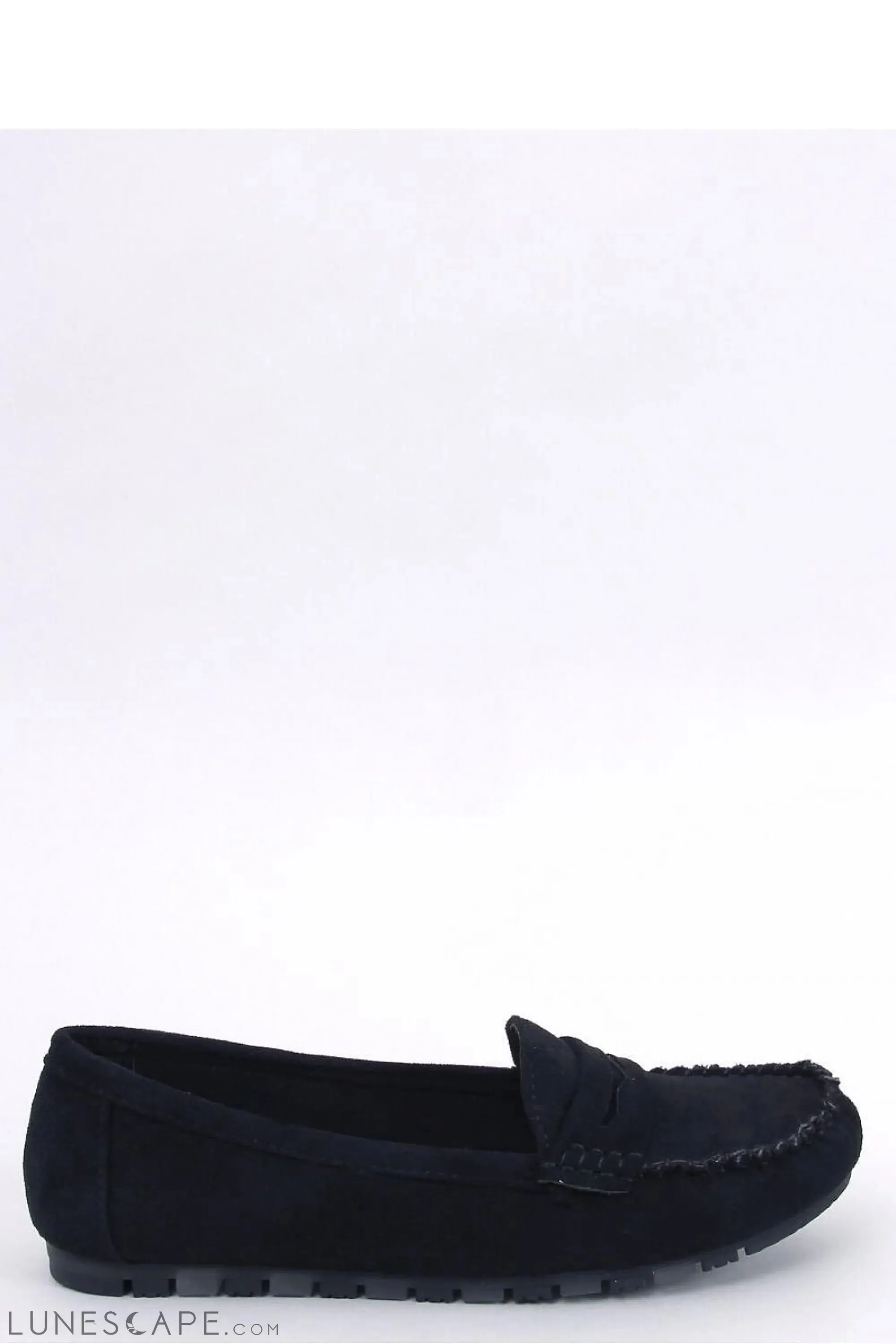 Black Eco-Suede Driving Loafers Women's – Round Toe with Moc Stitch Detail
