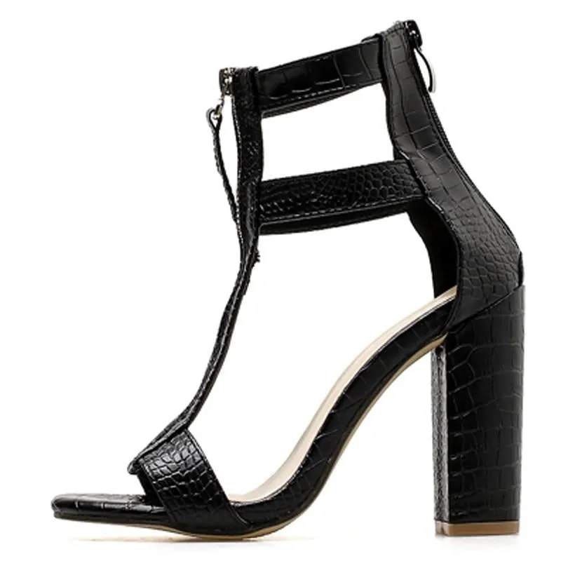 Black Peep Toe Gladiator High Sandals