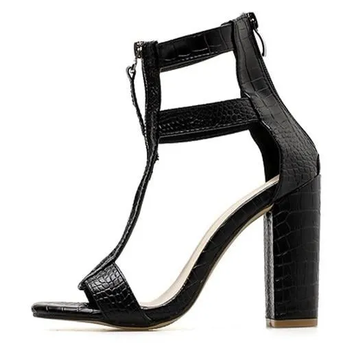 Black Peep Toe Gladiator High Sandals