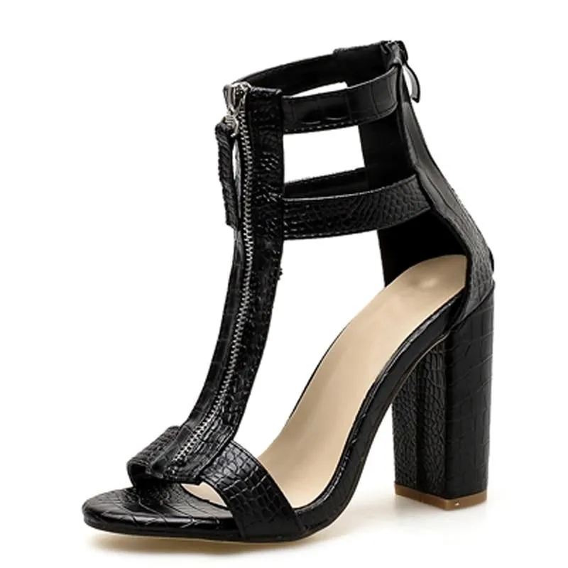 Black Peep Toe Gladiator High Sandals