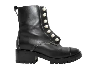 Black Phillip Lim Faux Pearl-Embellished Combat Boots Size 38