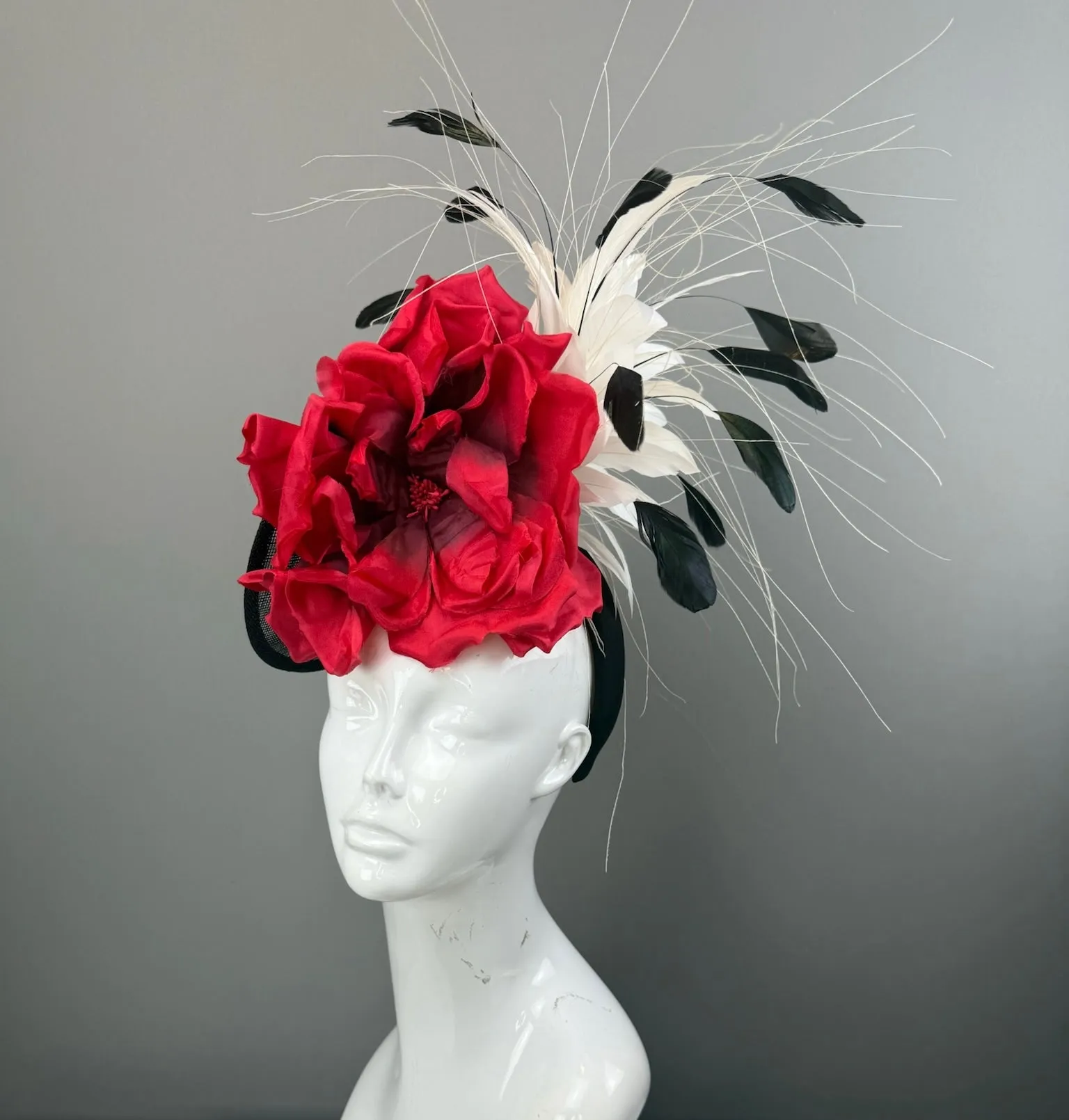 Black, Red and White Kentucky Derby fascinator, Derby Hat Alternative
