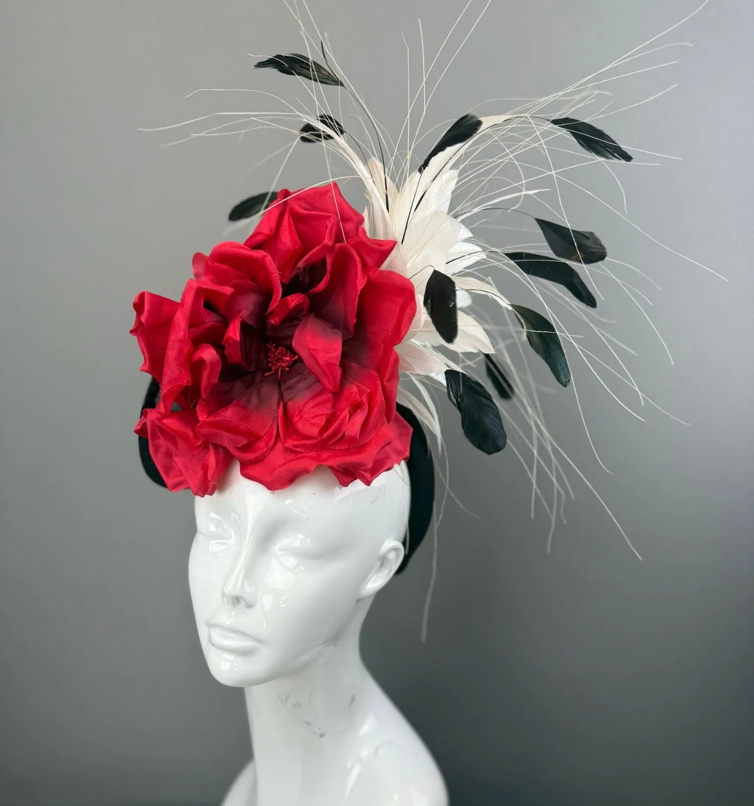 Black, Red and White Kentucky Derby fascinator, Derby Hat Alternative