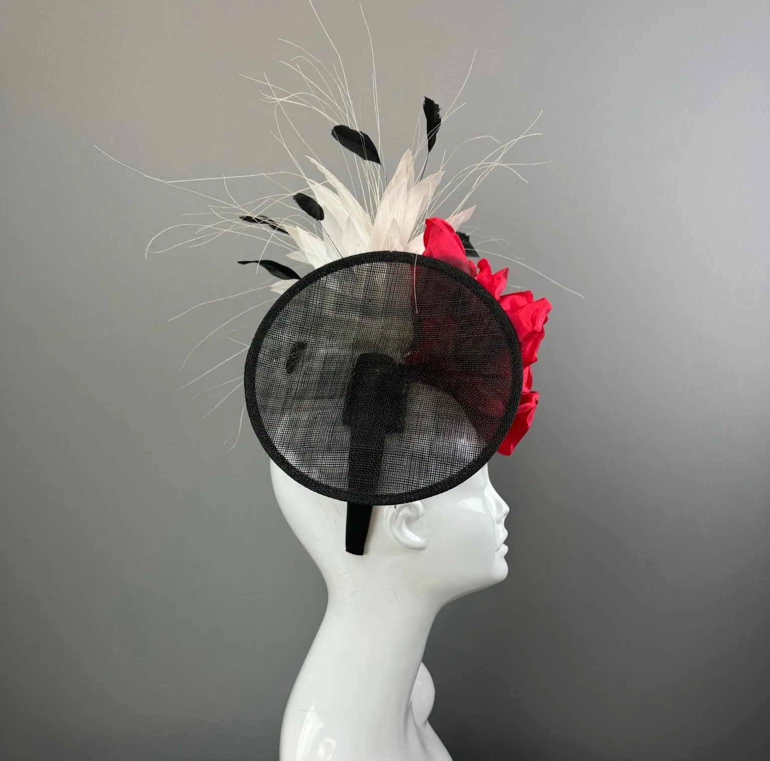 Black, Red and White Kentucky Derby fascinator, Derby Hat Alternative