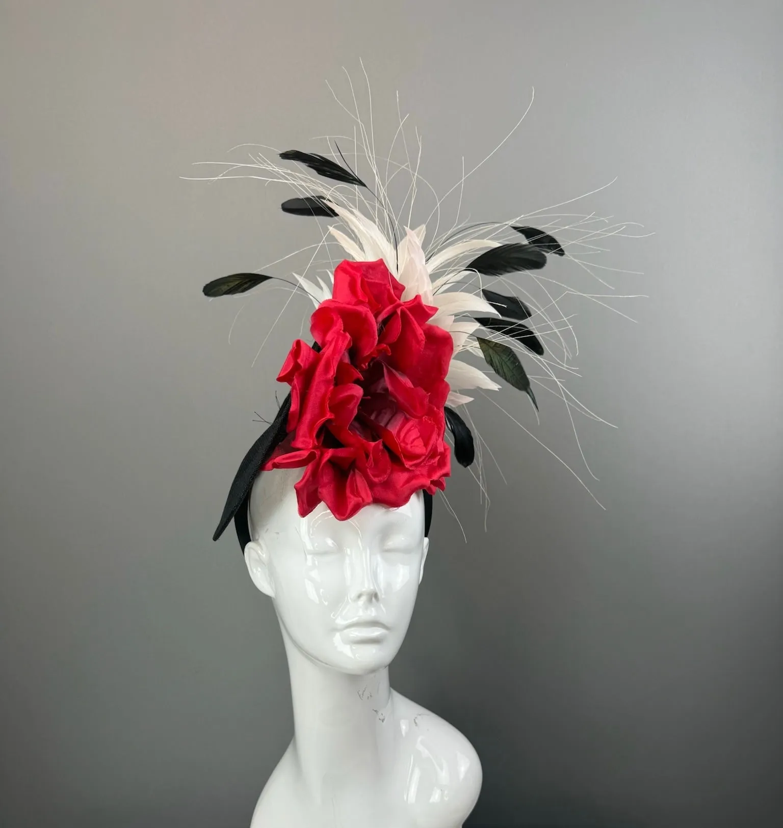 Black, Red and White Kentucky Derby fascinator, Derby Hat Alternative
