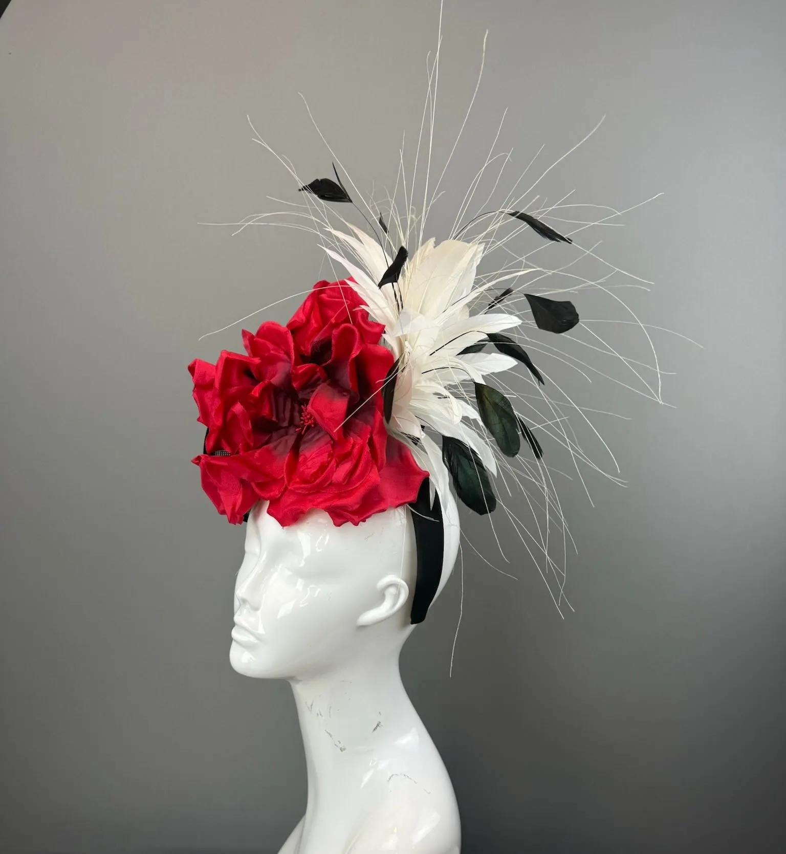 Black, Red and White Kentucky Derby fascinator, Derby Hat Alternative