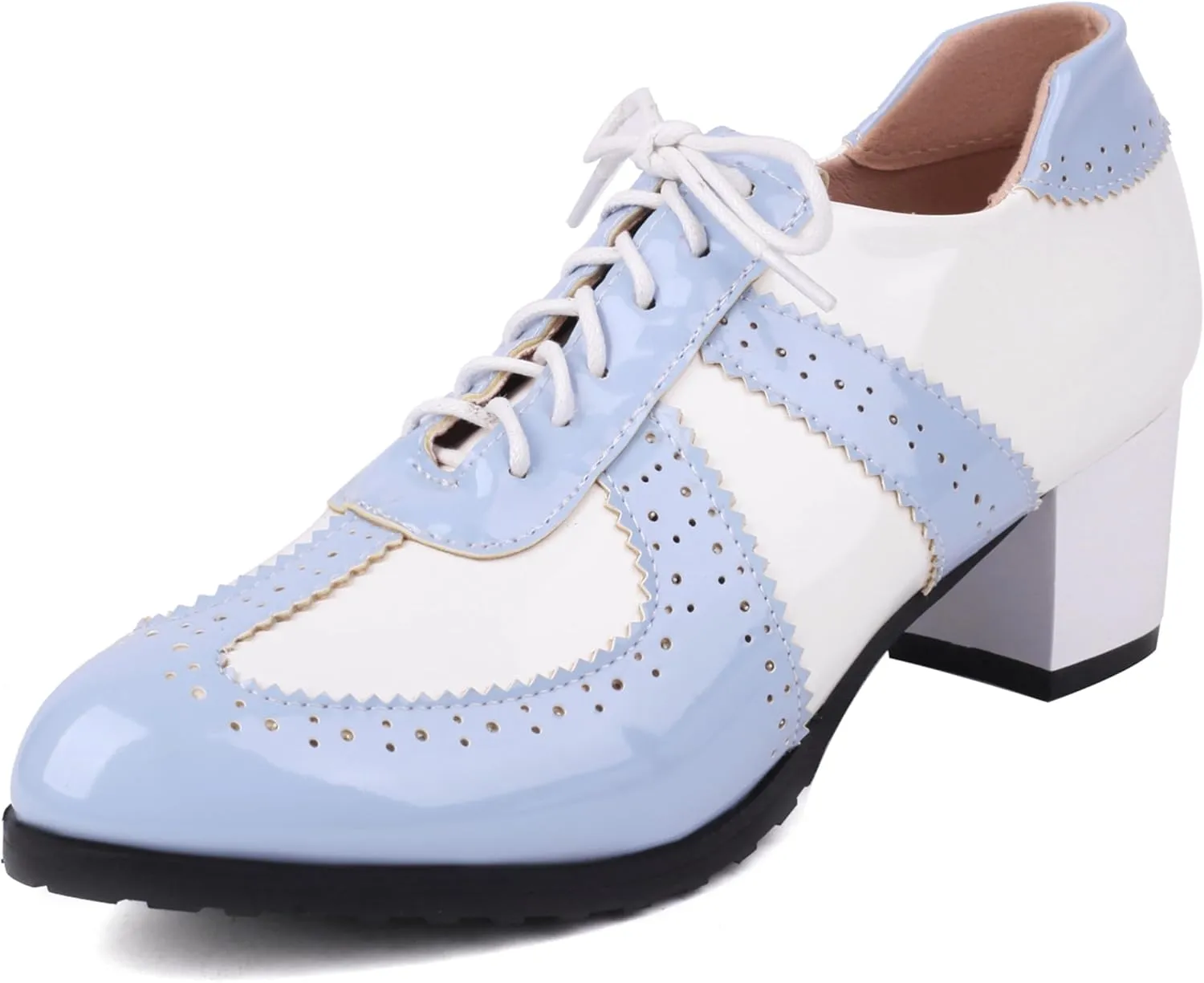 Block Heel Derby Women Lace Up Classic Oxfords