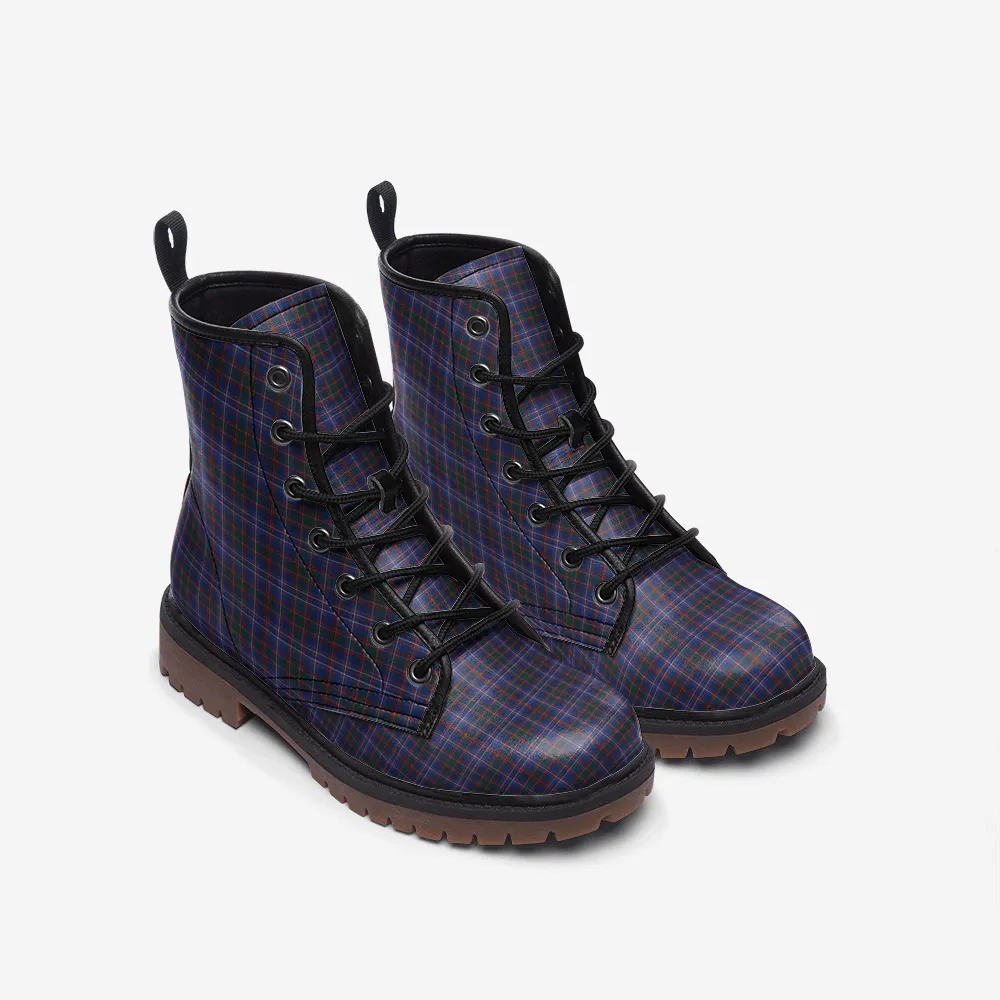 Blue Plaid Combat Boots: Stylish Rebel Stride!