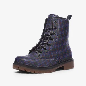 Blue Plaid Combat Boots: Stylish Rebel Stride!