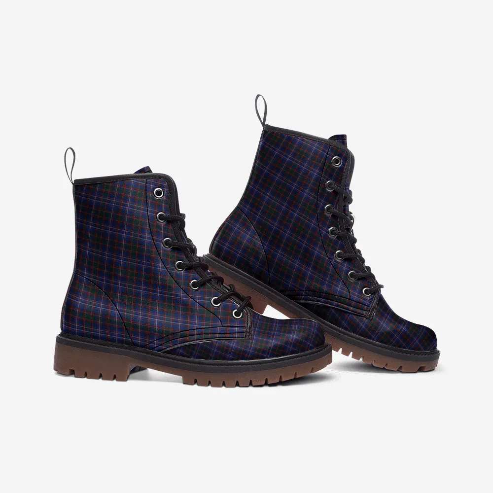Blue Plaid Combat Boots: Stylish Rebel Stride!