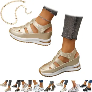 Bootara Shoes Women, Plus Size Hollow-Out Casual Closed Toe Sandals – Comfort Gladiator Platform Height-Boosting Thick Sole