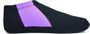 Booties Men's Shoes, Foldable & Flexible Footwear, Fold and Go Travel Shoes, Yoga Socks, Indoor Shoes, Slippers, Black with Purple Stripes, X-Large