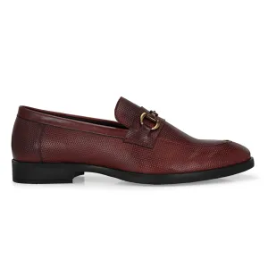 Bordeaux Textured Leather Moccasin Shoes for Men