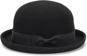Bowler Fedora Hat with Rolled Brim - 1920s Classic Wool Derby Hats for Man Woman