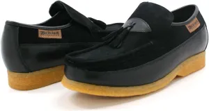 British Collection King Old School Slip On Black Suede Shoes