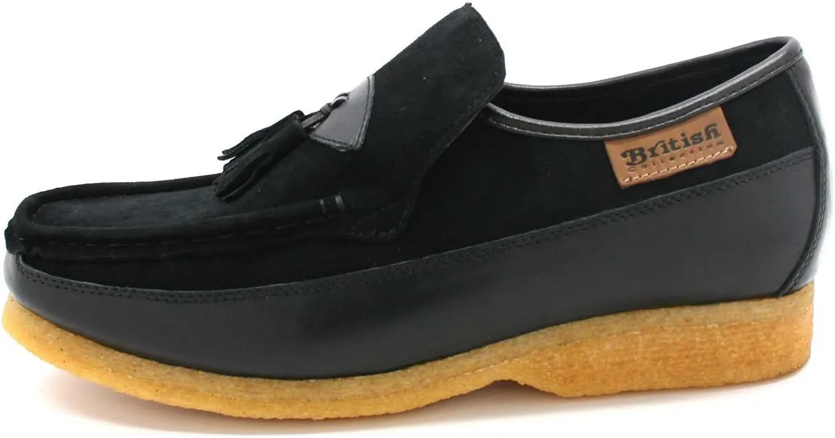British Collection King Old School Slip On Black Suede Shoes