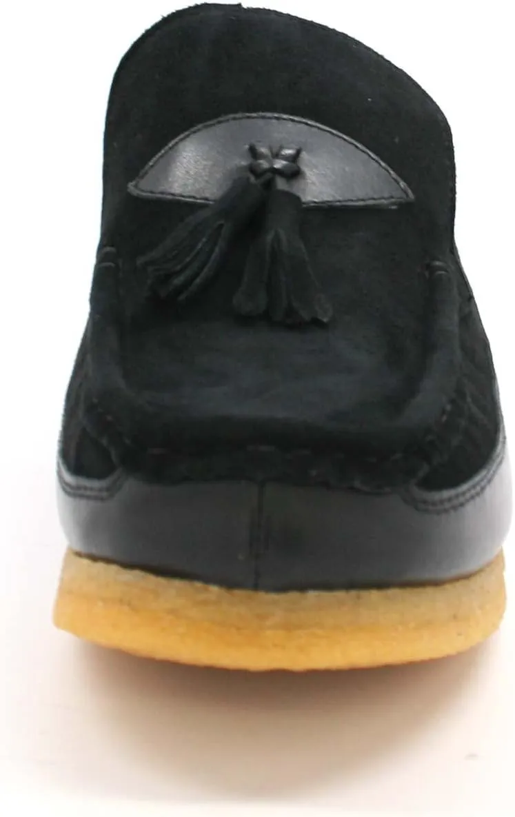 British Collection King Old School Slip On Black Suede Shoes
