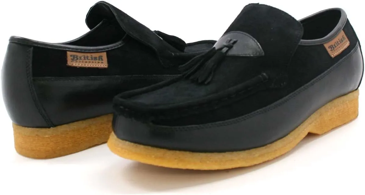 British Collection King Old School Slip On Black Suede Shoes