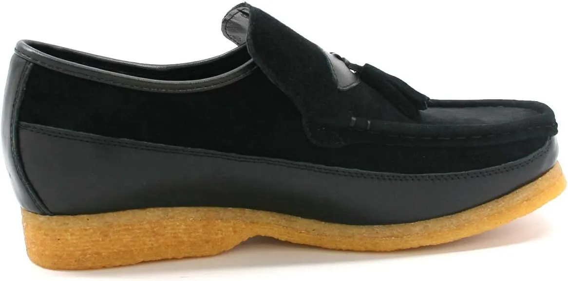 British Collection King Old School Slip On Black Suede Shoes