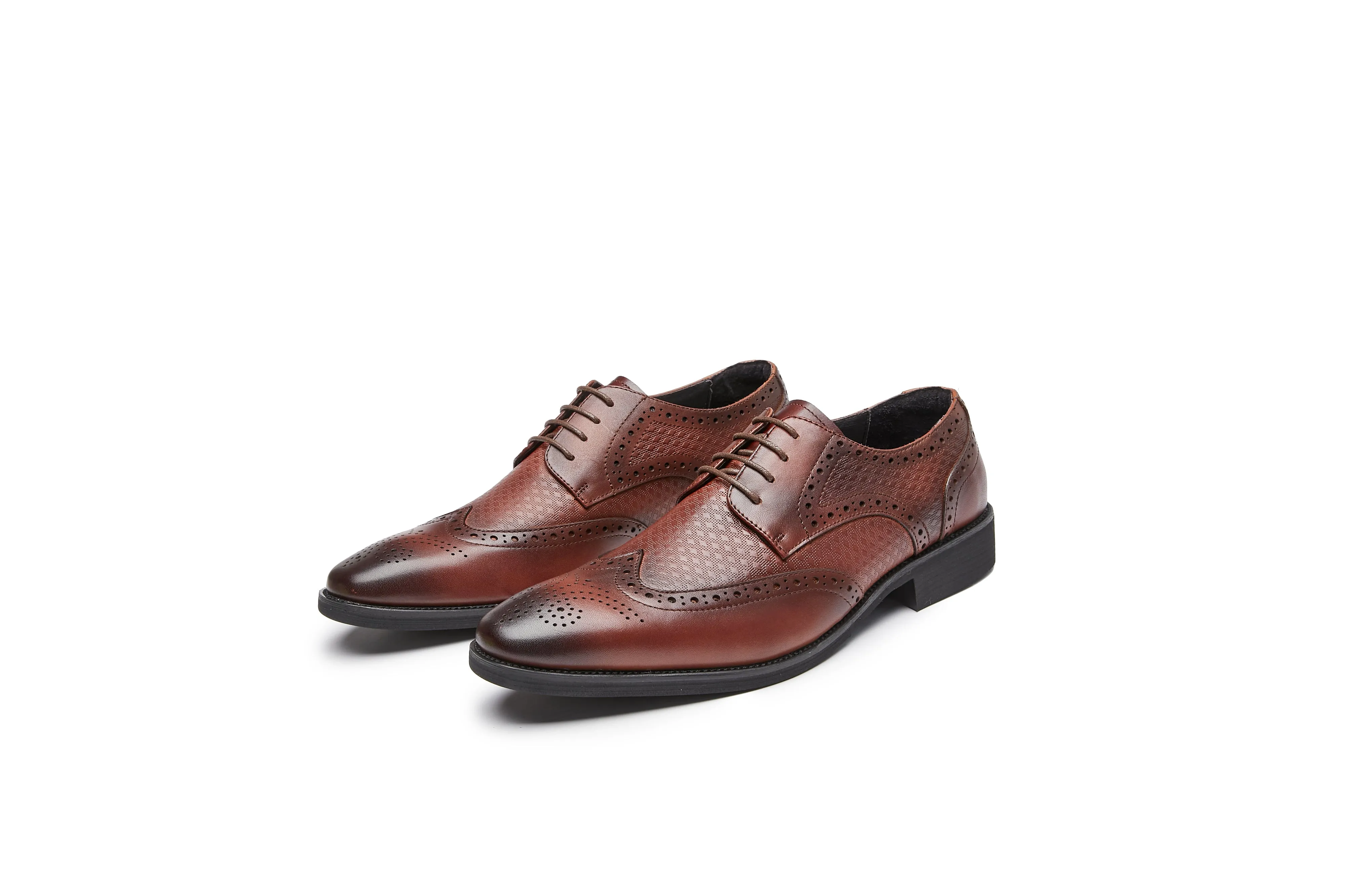 British Style Youth Business Formal Leather Derby Shoes (Brown)
