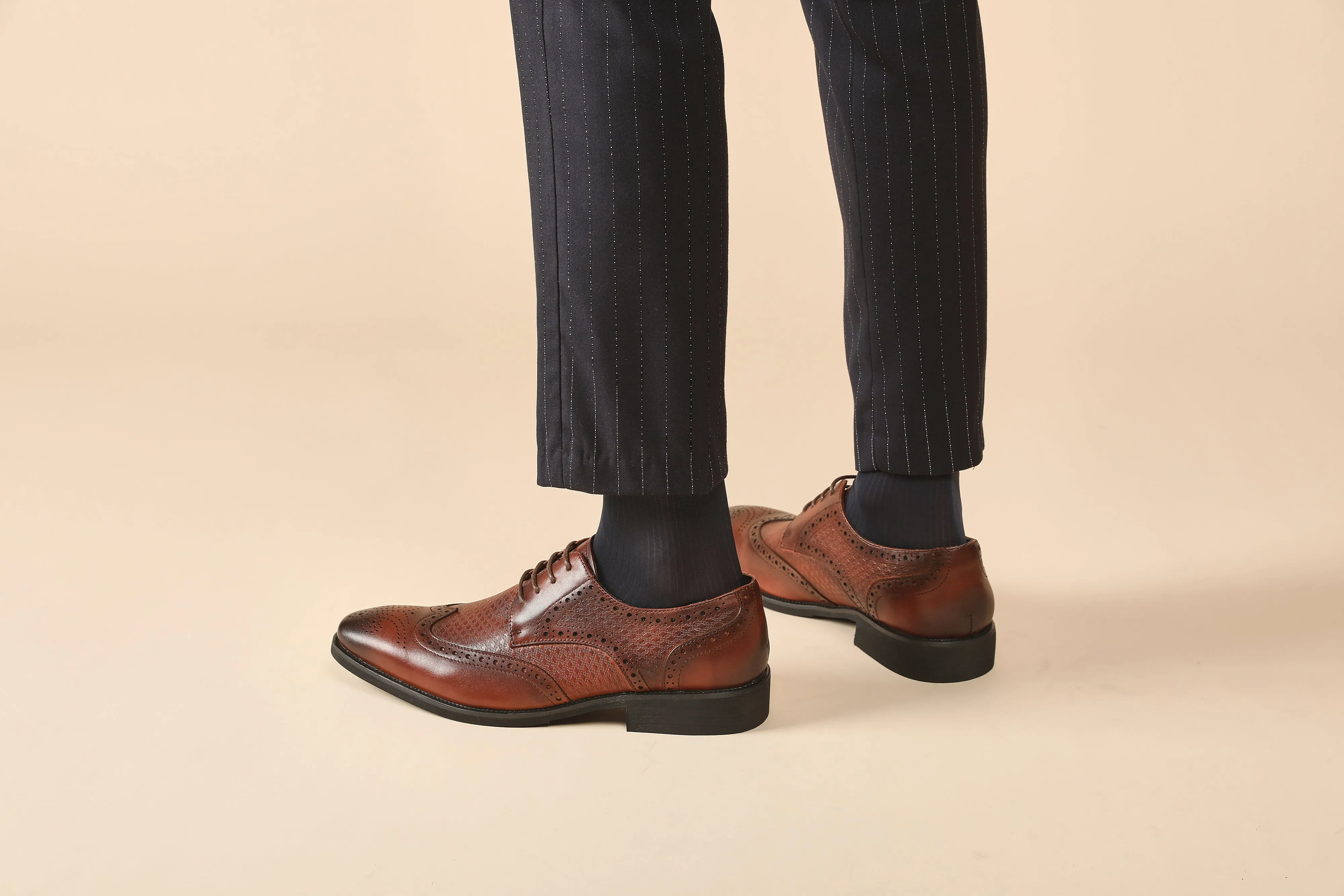 British Style Youth Business Formal Leather Derby Shoes (Brown)