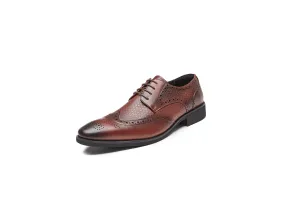 British Style Youth Business Formal Leather Derby Shoes (Brown)