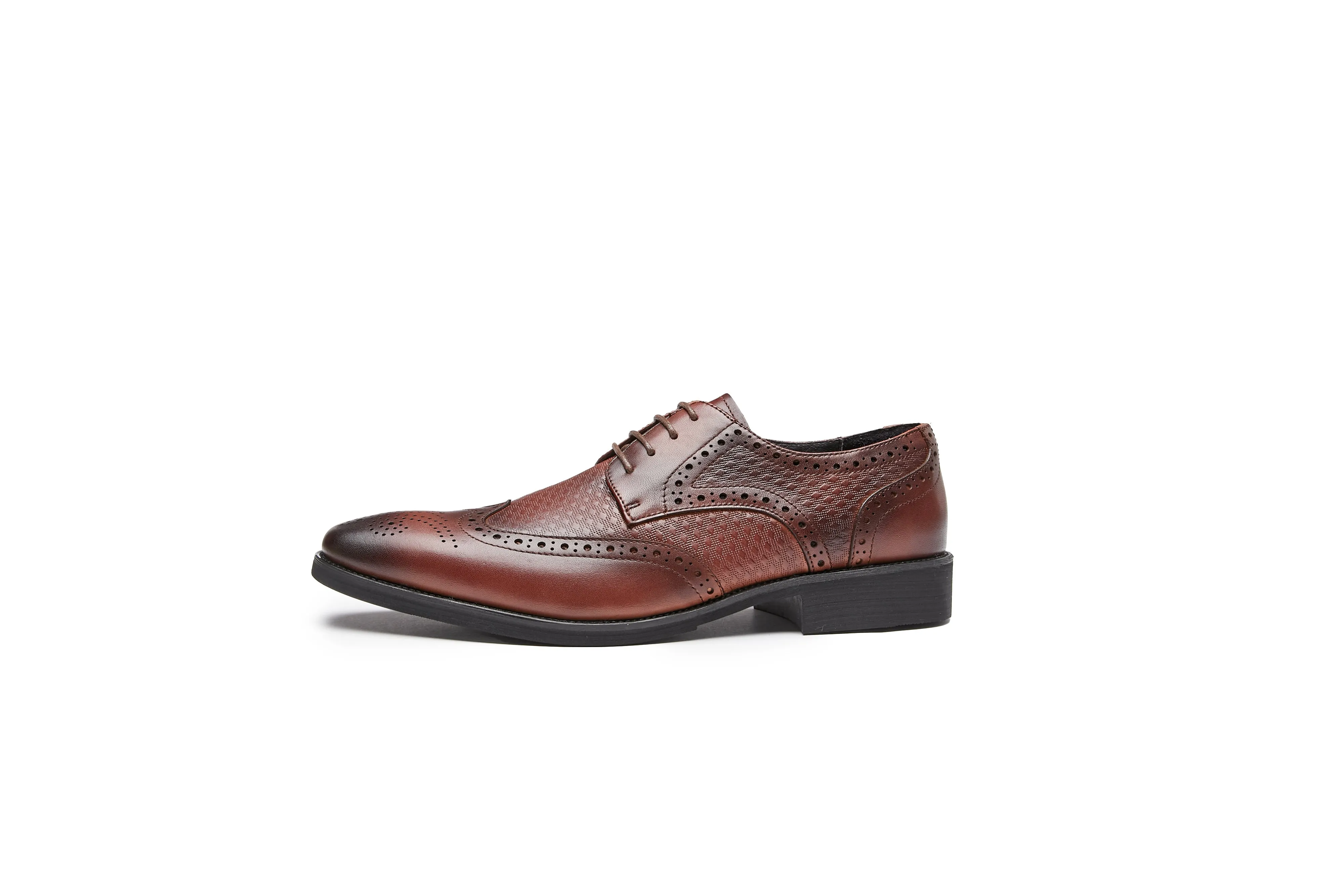 British Style Youth Business Formal Leather Derby Shoes (Brown)