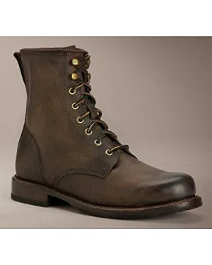 Brown Handmade Leather Combat Boots for Men