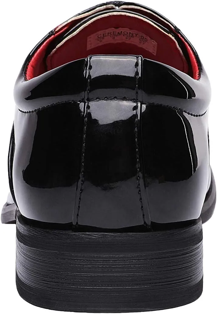 Bruno Marc Men's Faux Patent Leather Tuxedo Derby Dress Shoes Classic Lace-up Formal Oxford