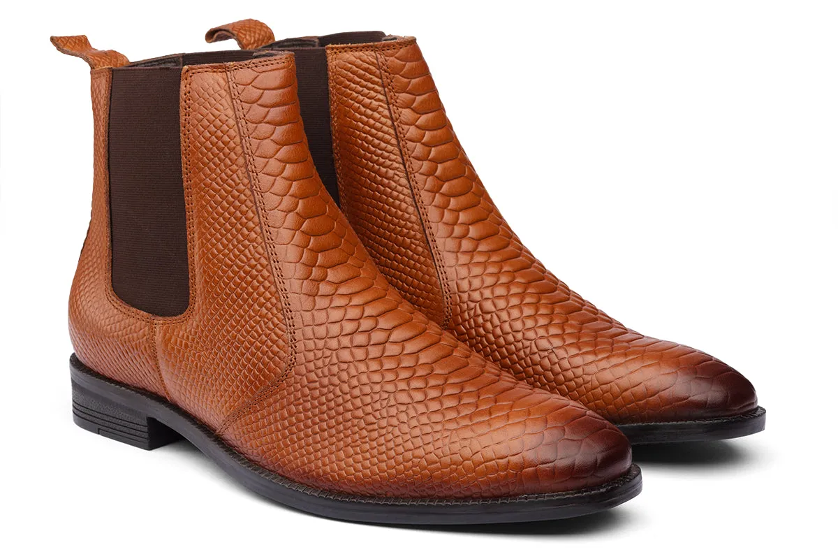 BURSA - TAN SNAKE LEATHER BOOTS