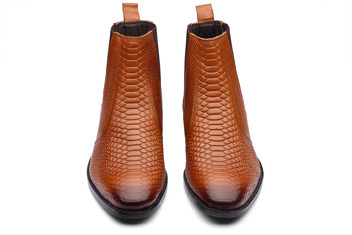 BURSA - TAN SNAKE LEATHER BOOTS