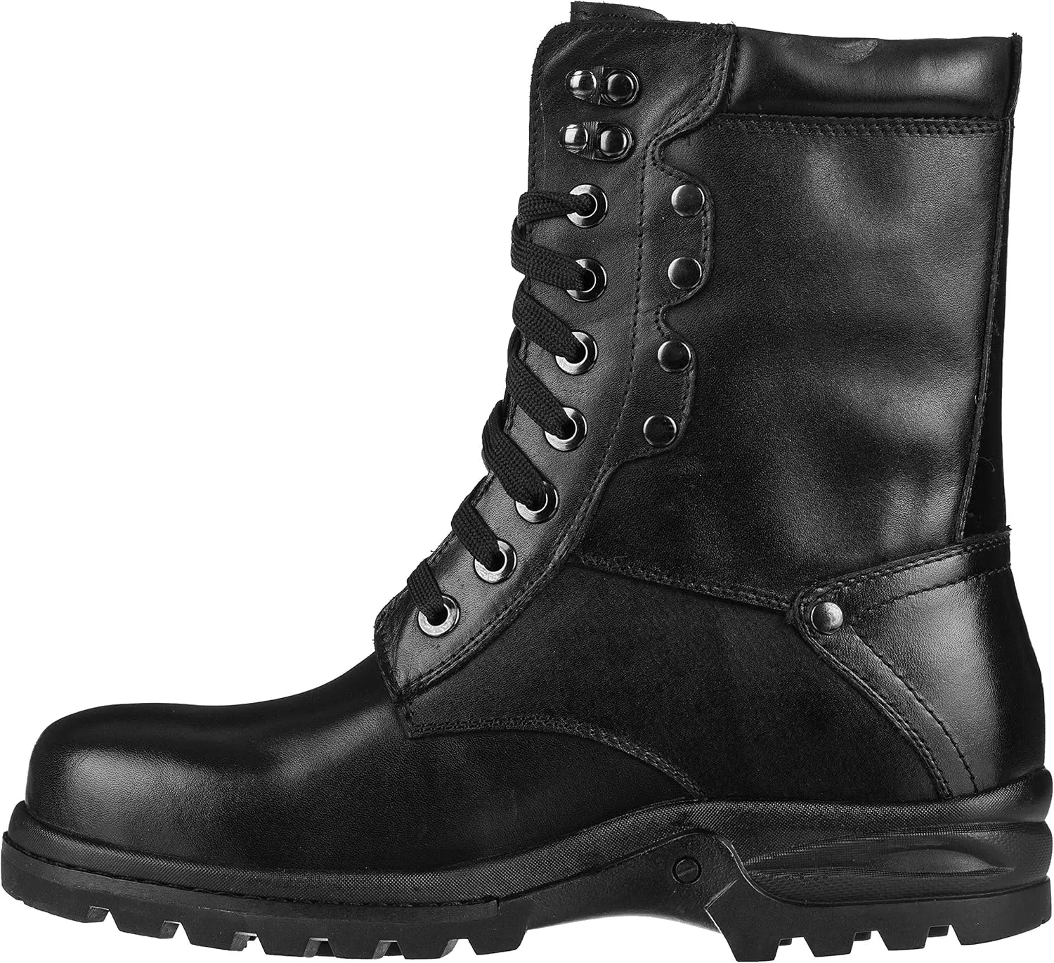 Calden Men's Invisible Height Increasing Elevator Shoes - Black Leather Lace-up High-top Military Boots - 3.1 Inches Taller - K512666 - Size 8 D(M) US