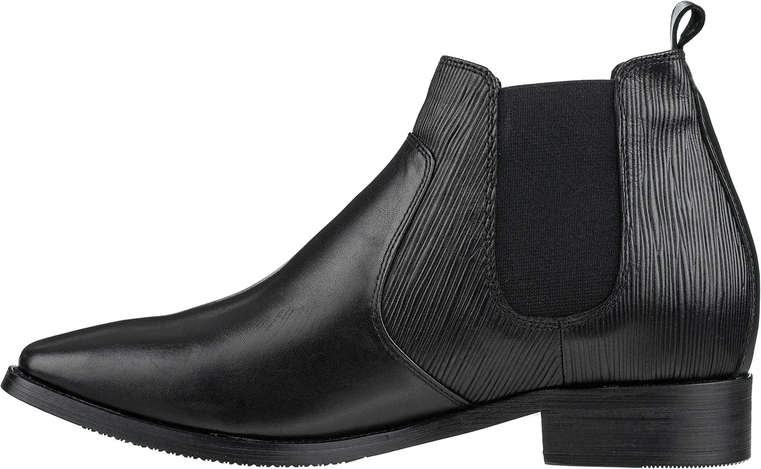 CALTO Men's Invisible Height Increasing Elevator Shoes - Black Premium Leather Slip-on High-top Chelsea Boots - 2.8 Inches Taller - T54021 - Size 9 D(M) US
