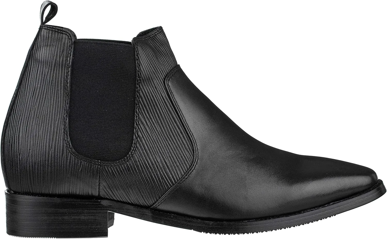 CALTO Men's Invisible Height Increasing Elevator Shoes - Black Premium Leather Slip-on High-top Chelsea Boots - 2.8 Inches Taller - T54021 - Size 9 D(M) US