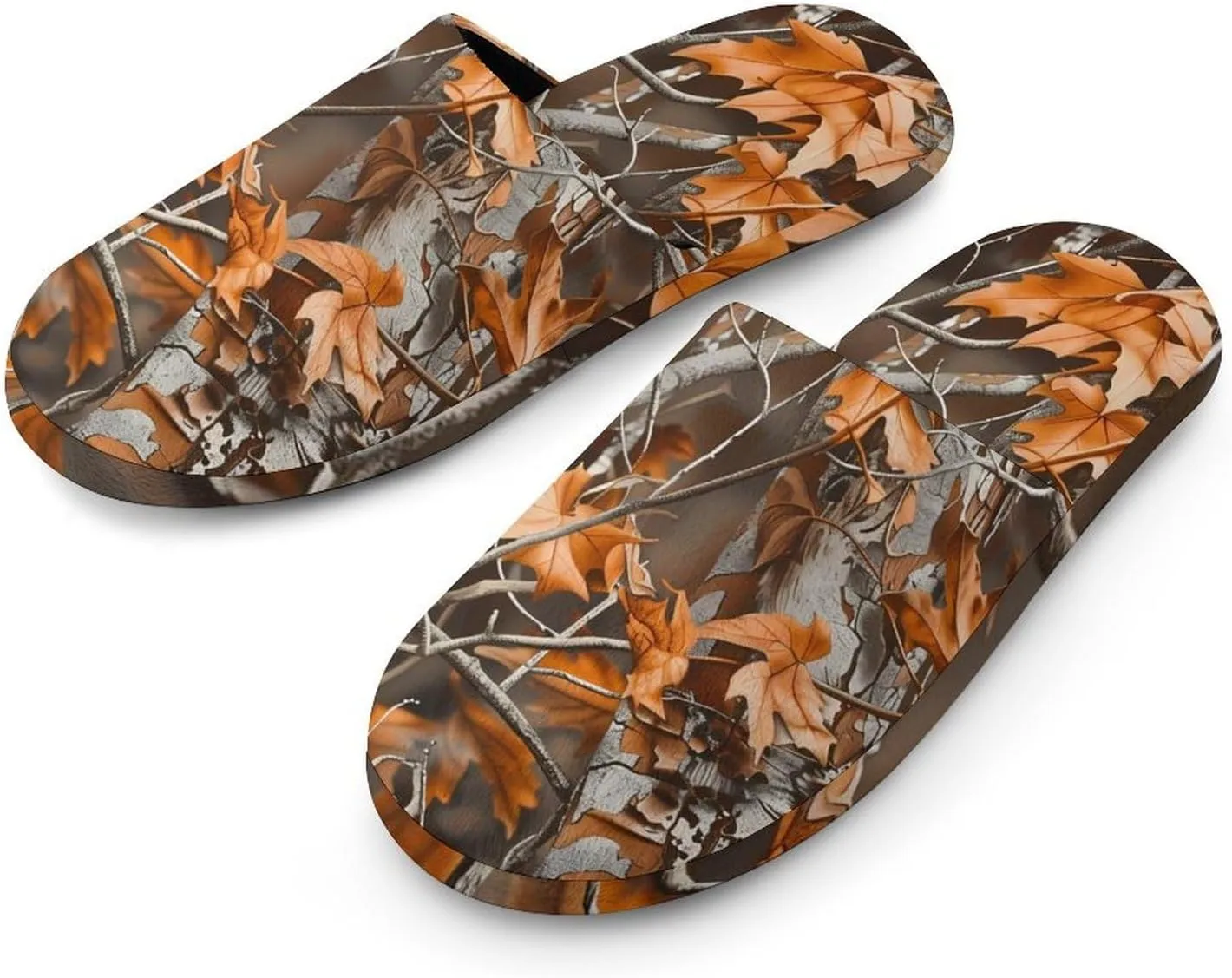Camouflage Hunting Dead Leaves Warm Mens Slippers Winter Slip On Breathable Lightweight House Shoes Washable Indoor