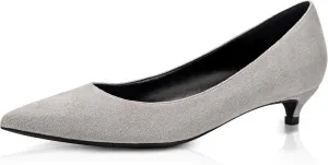 CAMSSOO Women's Low Kitten Heel Pumps - Comfort Pointed Toe Wedding Evening Party Dress Shoes